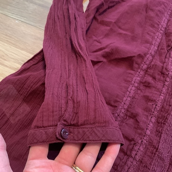 Eddie Bauer 100% Cotton Long Sleeve Crewneck Blouse Maroon Women’s TXL - Picture 6 of 12